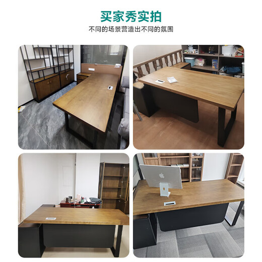 Sleep haha solid wood boss desk workbench with side cabinet office Chinese style log leader manager computer desk executive desk
