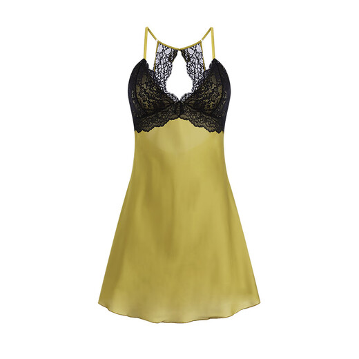 Adore Autumn and Summer Women's Sexy Pajamas Deep V Private Lace Hollow Backless Breast Pad Suspender Nightgown Home Clothes Set 2 White M