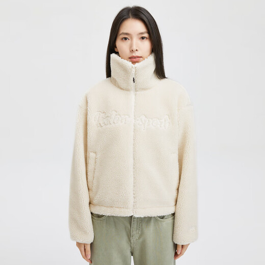 KOLON SPORT可隆KOLONSPORTONCAMP系列宽松版羊羔绒绒感外套女款 米白CR XS