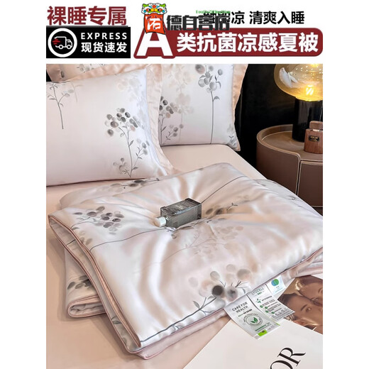 RSRDDY high-end Sam Tencel Lyocell four-piece set A 100-count summer quilt double-sided ice silk cool summer quilt Qingyi Class A baby grade machine washable summer quilt sheet type sheet type 2.0 m four-piece summer quilt set 220