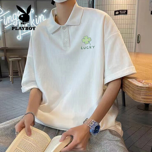 Playboy (Playboy) American Hourde Polo Polo Chirt Men à manches courtes à manches à manches à manches courtes t-shirts à manches à manche inférieure [3899-lion Dance] Black L 110-130Jin [Jin est égal à 0,5 kg]
