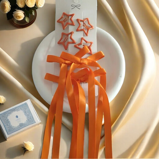 ENRMIIV bow braided hairpin star pink purple blue hairpin concert music festival support color hairpin set yellow 6-piece set