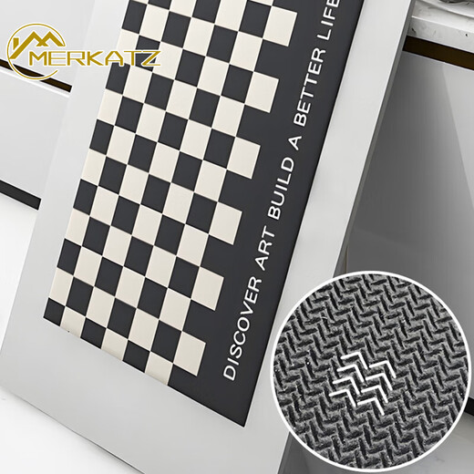 Merkatz Kitchen Floor Mat Absorption d'eau, sans glissement, résistant à l'huile, sans lavage, tapis de pied en forme de pied en forme en L moderne 13886 50cm * 80cm + 50cm * 180cm (ensemble)