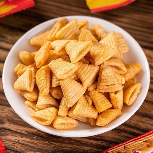 Triangular Crispy Corner Crispy Snack Crispy Crispy Potato Chips Internet Popular Puffed Snacks Crispy Horns Snack Food Wholesale Box Crispy Corner Mixed Flavors 10 Packs