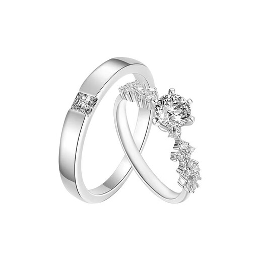 Pt950 platinum moissanite color diamond ring for wedding ring pair wedding pair real proposal ring anniversary gift female ring star dream 1 carat male ring 30 points - light luxury model default live mouth can be adjusted in size