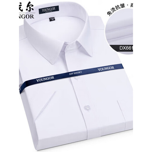 雅戈尔旗舰官方店纯棉免烫格子衬衫男短袖2024夏季商务休闲男士全棉短袖 专柜短袖(6629) 均码 38(建议100-115斤)