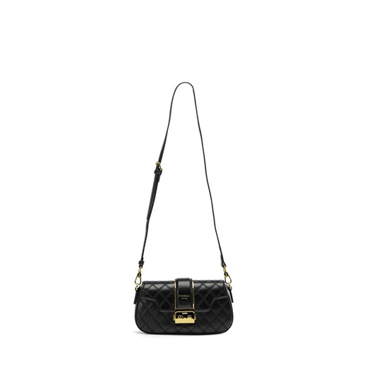 COOGI fashionable diamond pattern high-end versatile commuter bag women's bag PU underarm bag one-shoulder crossbody bag regular women black medium gift box + brown mobile phone bag