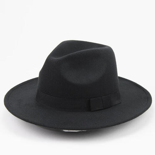 Aibido Michael Jackson Hat European and American Jazz Street Dance Hat Large Brim Top Hat Performance Dance Hat Fashion Couple Black 56-59cm Built-in Adjustment Cord