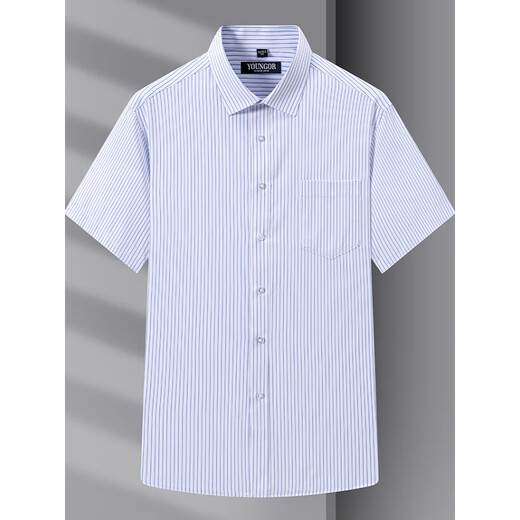 Генеральный директор Yageor Flagship Office Store 2025 Summer New Men's Short Sleadered Рубашка для бизнеса, без шкалера, полосы против морщин, дышащий DX6623 38 [100-120JIN [JIN равно 0,5 кг]]