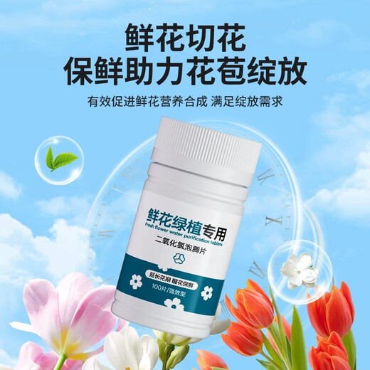 Xinyin chlorine dioxide effervescent tablets for flowers and green plants, special sterilizing water purifier for flowers and green plants, inserted into flower preservatives 100 tablets
