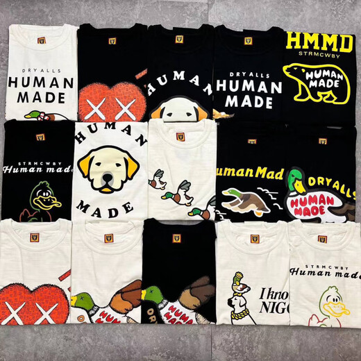 LEE KIDS日系美式潮牌human龙年限定短袖男士情侣夏季卡通动物T恤女上衣 3892黑色 XL