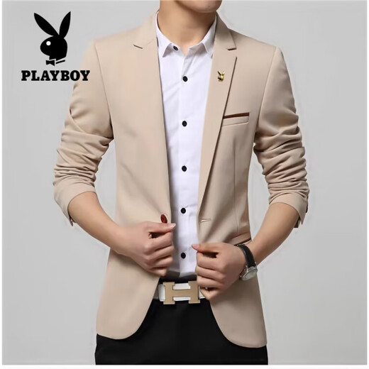 Playboy (PLAYBOY) casual suit men's Korean version slim small suit youth trendy spring and autumn thin coat business casual top navy blue 4XL 160-175