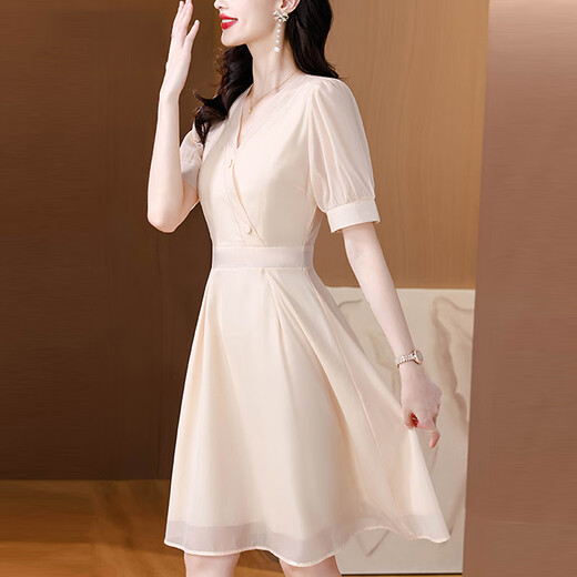 OLJ high-end brand dress for women in summer 2025 new design, fashionable, comfortable, waist-hugging simple and atmospheric skirt Pink XL 115-130Jin [Jin equals 0.5 kg]