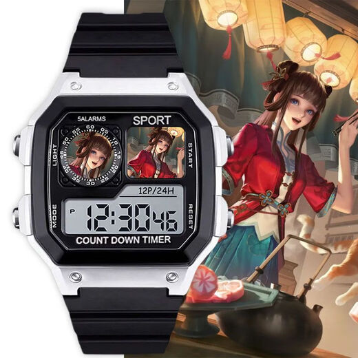 Честь Kings Xishi Small Square Waterpronation Watch Watch Electronic Watch Mute с будильницей ночной свет.