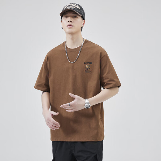 
Playboy American trendy short-sleeved T-shirt for men 2025 summer new loose casual versatile T-shirt embroidered round neck half-sleeved 5009# dark gray M [recommended 95~110Jin [Jin equals 0.5 kg] wear]