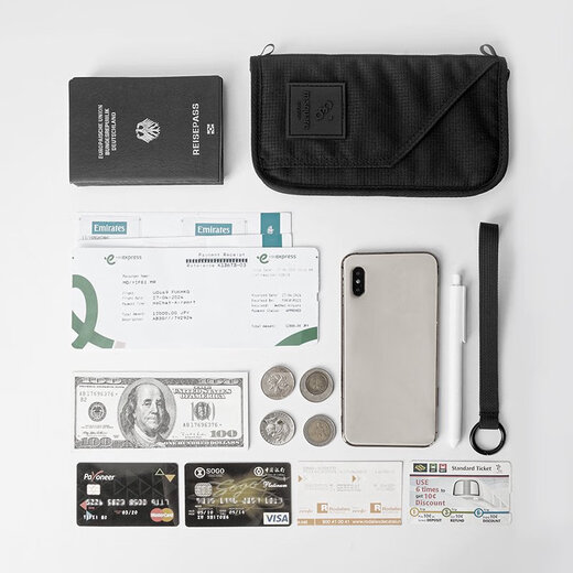 
msquare anti-theft passport clip air ticket certificate storage bag portable bag RFID travel abroad waterproof anti-theft passport clip black