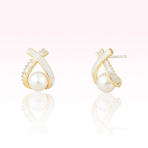 AJIDOU Ajidou earrings for women, the same style in offline malls, niche design pearl zircon pendant earrings, light luxury and versatile