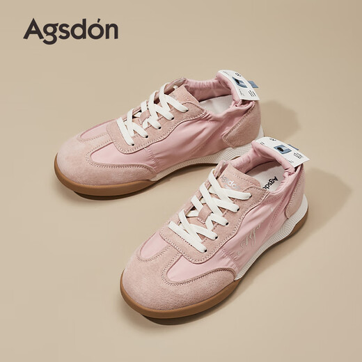 奥古狮登（Agsdon）芭蕾德训鞋女云朵感休闲运动鞋网红透气华夫鞋 I133077 粉色 37