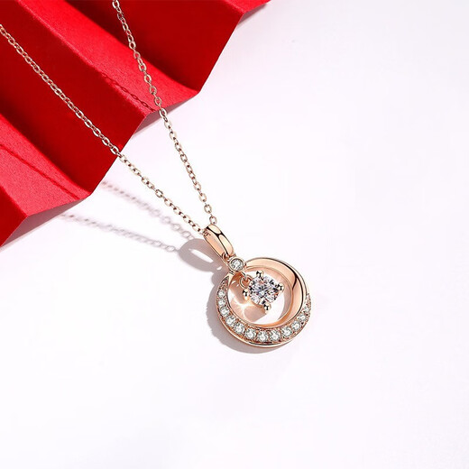 QUAMER 2025 18k moissanite necklace rose gold clavicle gold pendant niche design exquisite 40+5CM extension chain