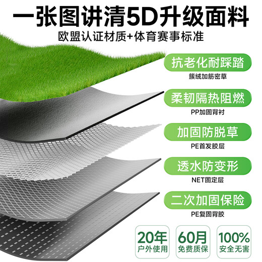 Linya high-end artificial lawn outdoor fake turf green carpet plastic mat outdoor landscaping balcony courtyard court 3cm-5D upgraded extra dense spring grass-black back 4 meters wide X 6 meters long