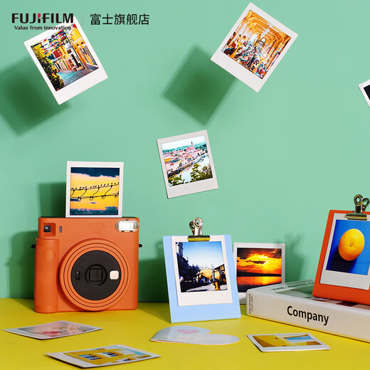 FUJIFILM Instax SQ1 Instant Imaging Camera Square Photo Paper Ocher Orange Package 1 Contains 40 sheets of white edge photo paper + peripheral accessories Official standard