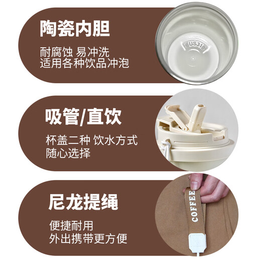 Chengliu One Piece Thermos Cup Surrounded by Luffy Men's Zoro Student Water Cup Small Portable Ceramic Inner Coffee Cup 316 Inner Coffee Cup 530ML-HA1585