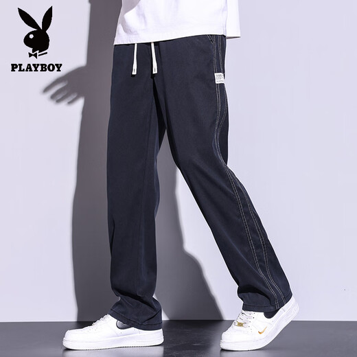 Playboy (playboy) Jeans de tennis de tennis d'été des jambes larges en vrac semelles pantalons flottants d'été pantalon décontracté de soie 1048 bleu clair m taille 28-29