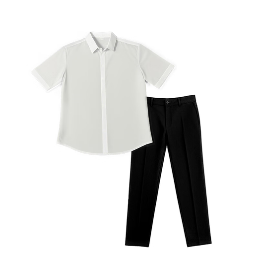 Goku Herrenanzug Shirt Set Teen Kurzarm No-Eisen Drop Top Light-Profic-Style Business Forum Interview Jobsuche weißes Hemd + Schwarze Hosen XL HIGH 170-178cm Gewicht 120-140jin [Jin entspricht 0,5 kg]