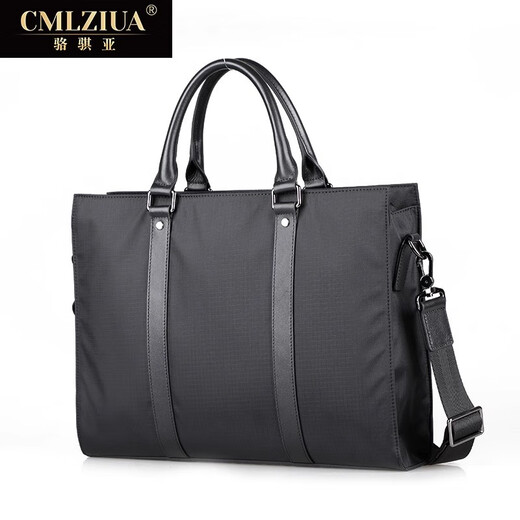 Luo Qiya (cmlziua) men's handbag canvas briefcase lightweight wear-resistant document bag business casual computer bag short-distance business trip men's bag black - can accommodate 15-inch computer 39.5*8.5*28.5cm