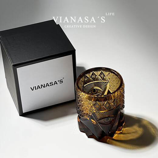 VIANASA S New God's Eye Edo Kiriko Cup Personalized Retro Whiskey Crystal Wine Glass God's Eye Kiriko Cup Gift Box