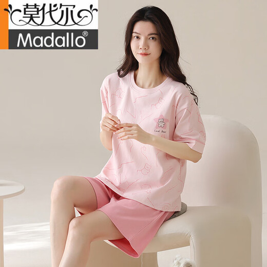 Modal 2025 pajamas for women for summer shorts for women, pure cotton round neck thin sweet pink home clothing suit for women, Z9858 M [recommended to wear 80-100Jin [Jin equals 0.5 kg]]