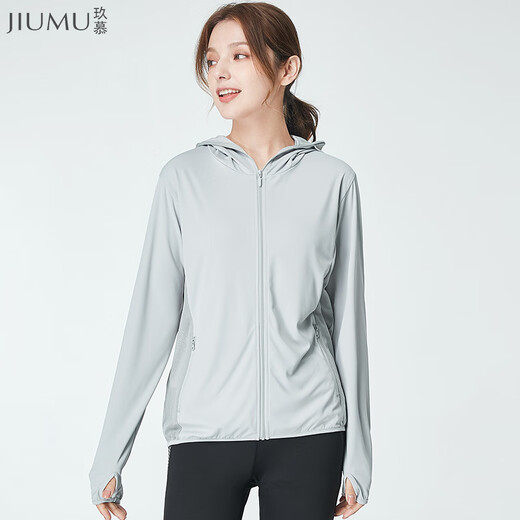 玖慕衣女夏冰丝薄大帽檐户外运动百搭骑行长袖服 明 M
