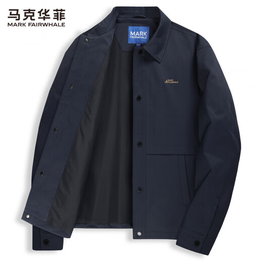 Mark Huafei Windproof and Anti-wrinkle Lapel Jacket Men's 2025 Autumn New Trendy Embroidered Retro Men's Jacket 1542 Navy Blue 101 M 170