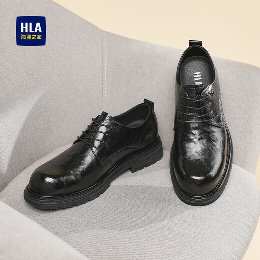 Heilan House (HLA) leather shoes men's business formal shoes thick sole increased casual derby shoes HAAPXM3EAO217 black 41
