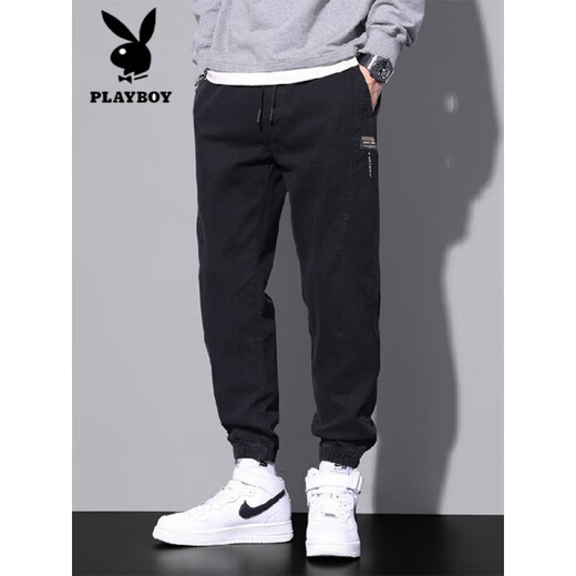 Playboy (PLAYBOY) 2025 Spring and Autumn New Men's Body Sleeps Teen All-Match Leisure Pants Fashion Daily Student Leisure Pants Gray 9859 M