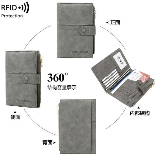 QISE anti-theft passport bag ID wallet passport clip ID storage air ticket protection cover travel document this bag black