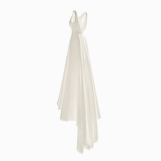 
DEARWHITE Love White < Morning> Simple Fishtail Satin Wedding Dress French Bride White Engagement Dress Morning丨 L _170