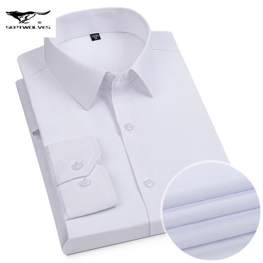 Sept Wolves Shirt de coton de l'âge moyen et des jeunes hommes 2024 Four Seasons Universal Breathable Business Pocket Multi-Color Working Long Manneve 6630 38