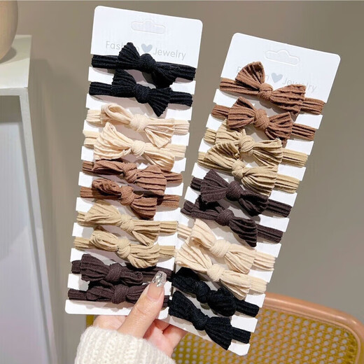 IMIESEVE bow-knot headband, Korean hair accessories, hair tie, elastic rubber band, high ponytail hair band, hair band, rubber band, brown color thickened, bow-knot headband, 10 pieces, mixed color-