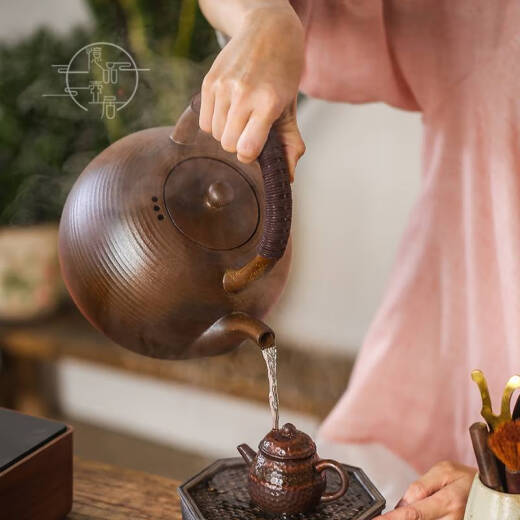 语森忆佛量陶壶柴烧大容量老岩泥煮茶烧水纯手工防烫家用日式养生电陶壶 松柏木佛量13662号2300ml 1L以上
