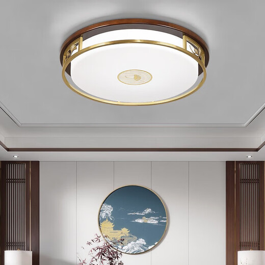 AOFUXIONG NEUE CHINA CHINA DIVE TOOM LAMPE Antike Haushaltsholzkunstlampe Modernes Massivholz Volles Spektrum Augenschutz Deckenlampe 9926-460 Kreis-Vollen-Spektrum Drei Farben