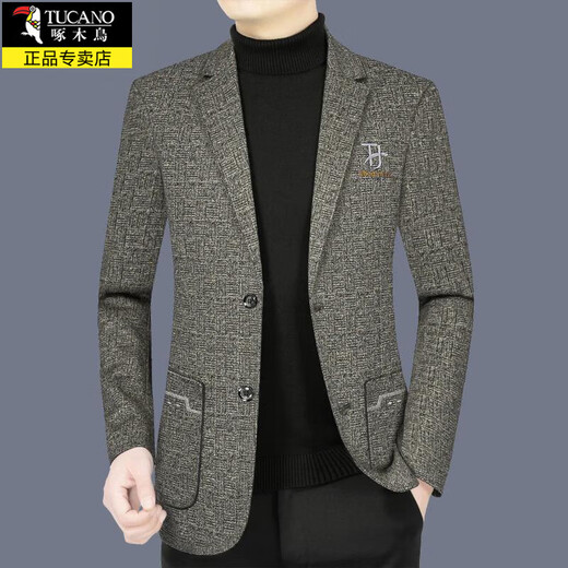 Woodpecker light luxury men's casual suit for middle-aged men 2025 spring and autumn new style small suit jacket versatile anti-wrinkle top 1911 navy blue L recommended 130-150Jin Jin equals 0.5 kg