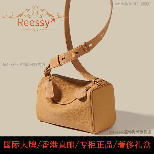 Reessy国际轻奢品牌包包女包2025新款单肩包女士斜挎包手提包枕头包 隐藏磁扣-白拼棕