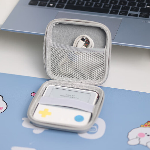 YWZR Word Machine Portable PU Waterproof Storage Bag Suitable for Baicizhan MAX Word Machine Storage Box Large Capacity with Net Pocket for Counting Word Machine Word Machine Coarse Gray Storage Box Suitable for Baicizhan MAX