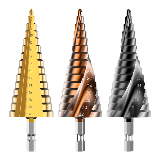 Huhao M35 cobalt-containing pagoda drill bit, high hardness stainless steel special hole opener, electric drill, enlarging hole, conical step drill, reinforced 4241, straight groove 4-12mm hexagonal shank, fifth level