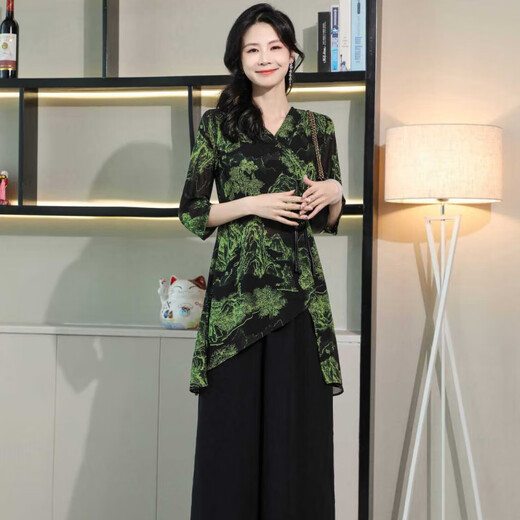Hengyuanxiang 2025 Summer Nuevo tope de vientre larga de moda para mujeres Traje de temperamento de pierna ancha informal