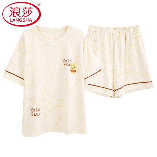 Langsha Light Pajamas de lujo para mujeres en algodón de algodón de verano pantalones cortos de manga corta dulce algodón de algodón informal de ropa para el hogar yx7512 9856 m [80-100Jin [Jin iguala 0.5 kg] desgaste]