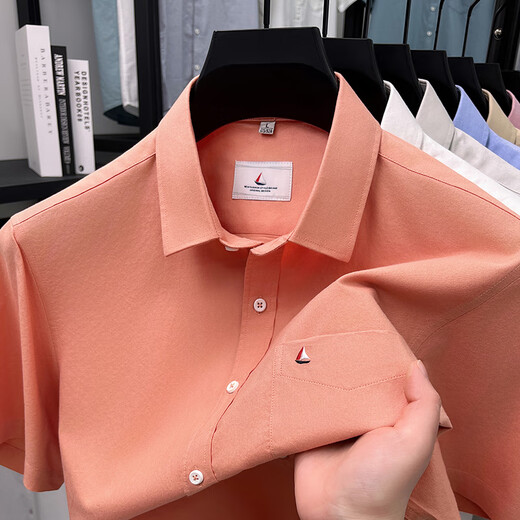 
Kangaroo (DAISHU) pure cotton short-sleeved shirt men's pocket free ironing summer tops men's shirt business casual large size men's professional clothing AN-15261 pink M 165 Recommended 100-120Jin [Jin equals 0.5 kg]