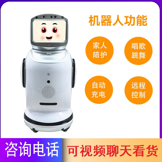 O.IJU小宝机器人家用幼教教育陪伴服务打令小宝新款语音智能机器人高科技多功能商用迎宾幼儿园对话聊天 白色无投影