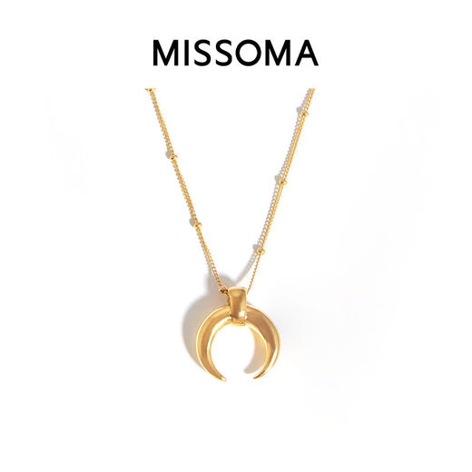 Yuansi ox horn zodiac pendant necklace, personalized and fashionable ins style golden small gold beads clavicle chain clavicle chain gold